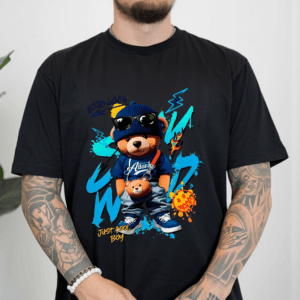 Streetwear Bear Graphic T-Shirt — Cool Teddy Skateboard Design