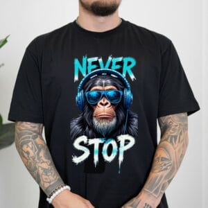 20260504145818-1f147c9a-fad3-6cda-9d60-f6fe2631340b.jpg Never Stop Monkey Graphic T-Shirt
