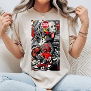 20260505002351-1f14818b-1283-6f20-9dc4-829e0f0fb145.jpg Street Art Basketball Tee — Retro Urban Cartoon Design (Stop Sign)